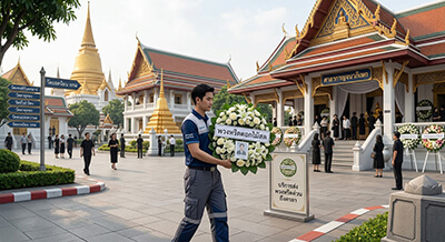 บริการส่งพวงหรีดด่วนถึงศาลาวัดยอดนิยม วัดธาตุทอง วัดพระศรีมหาธาตุ วัดมกุฏกษัตริยาราม โดย Story Of Flower