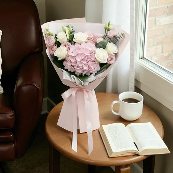 ช่อดอกไม้สดโทนสีชมพู-ขาวพาสเทล  RV007 (Sweet Classic)