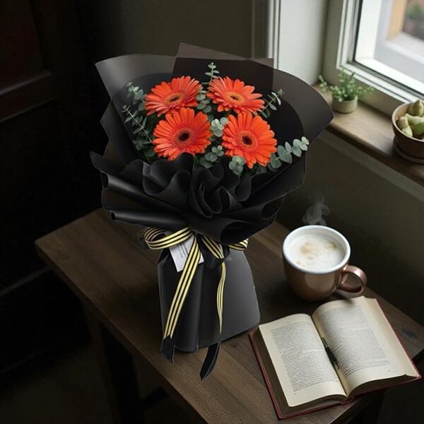ช่อดอกไม้  Sunshine Orange Gerbera Bouquet