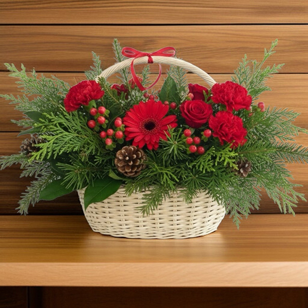 กระเช้าดอกไม้คริสต์มาส "Winter Wonderland Hamper Basket"