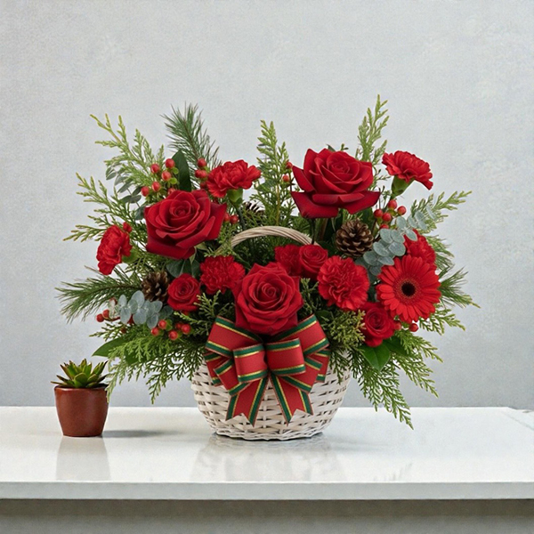 กระเช้าดอกไม้คริสต์มาส 