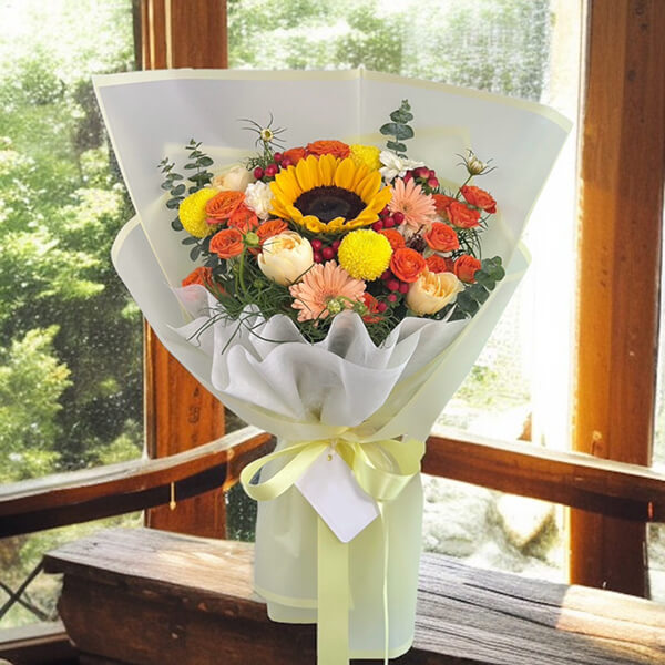 ช่อดอกไม้ "Sunflower & Orange Bouquet"