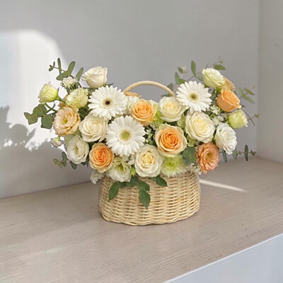 กระเช้าดอกไม้  golden-ivory-basket sfbsk-020