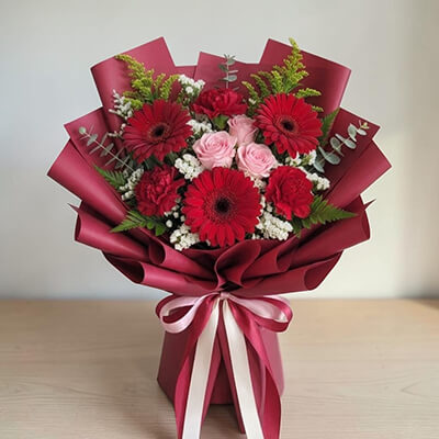 ช่อดอกไม้ Blushing Velvet Bouquet