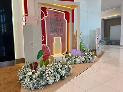 Product Launch Floral Backdrop & Display by Story of Flower