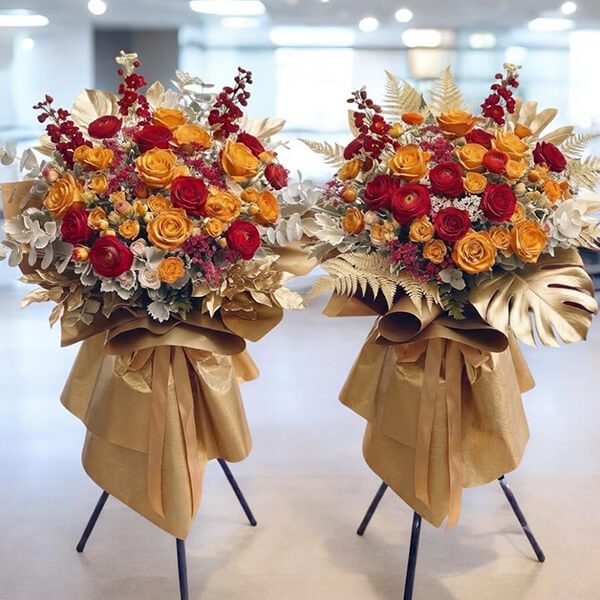 Premium Corporate Launch Flower Stand - Executive Congratulations Display