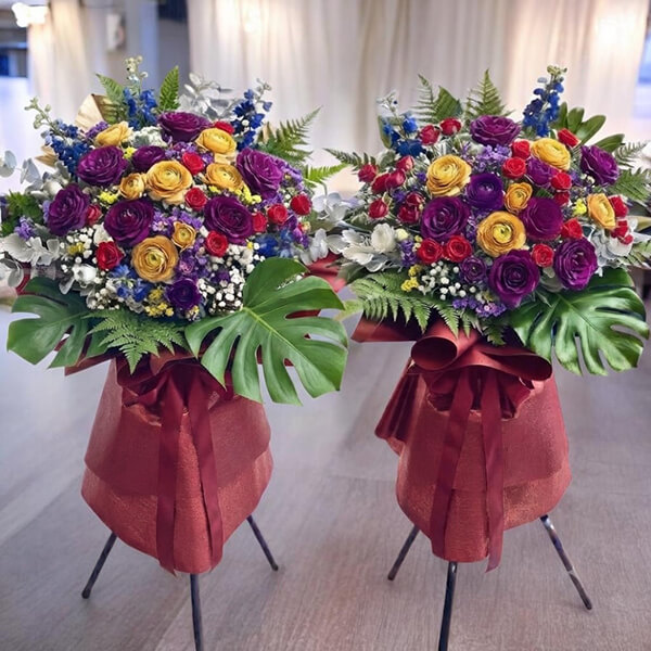 Royal Elegance Congratulations Flower Stand - Premium Colorful Grand Opening Display